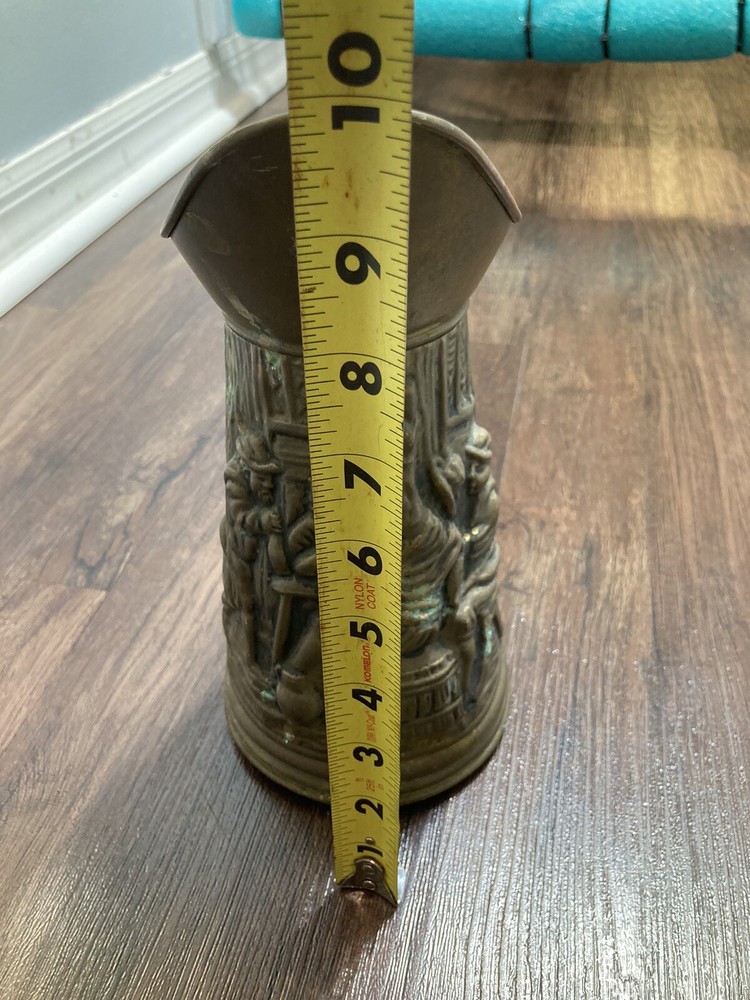 English Brass Jug Hammered Brass Pitcher