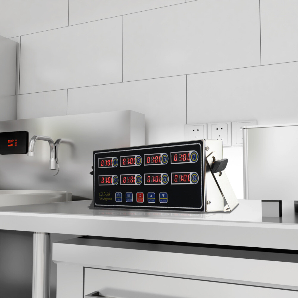 Commercial 8 Channels Digital Kitchen Timer, Stainless Steel Calculagraph Timer