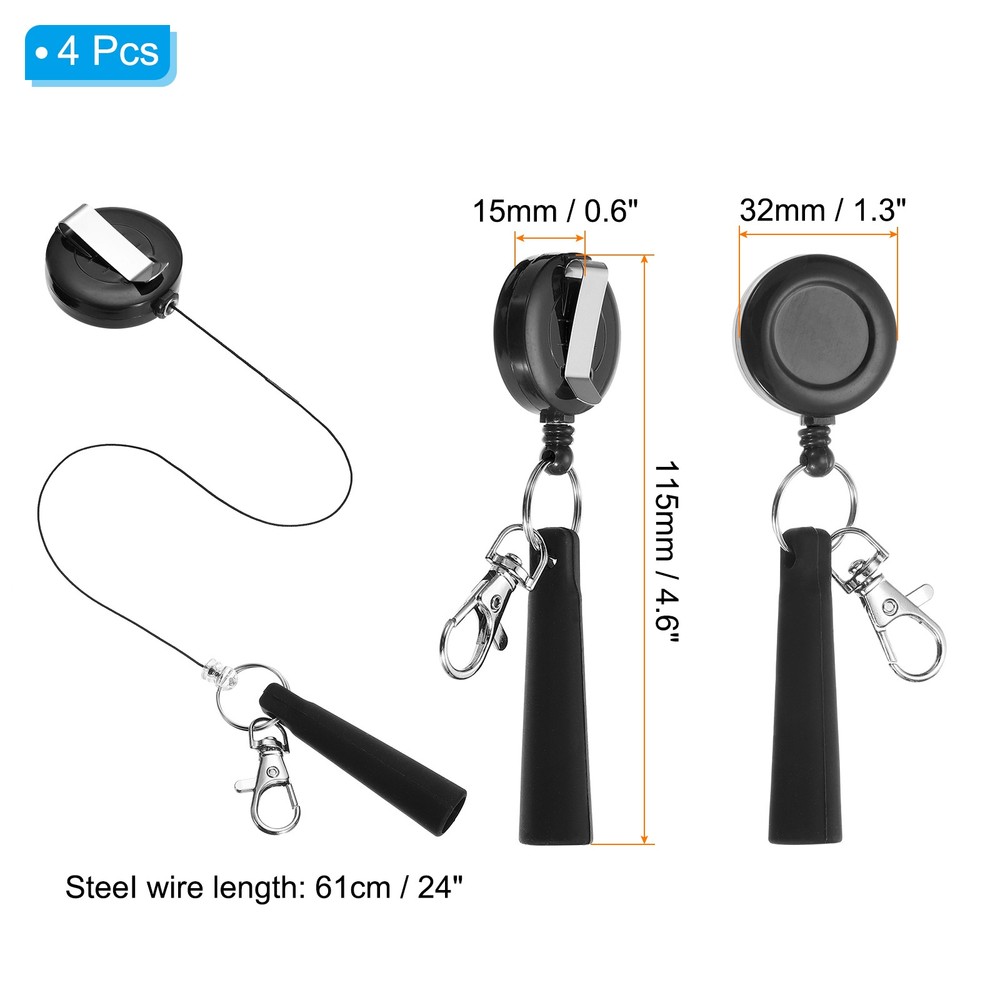 4Pcs Retractable Pen Holder Pull Pen Pencil Holder Elastic Silicone Black