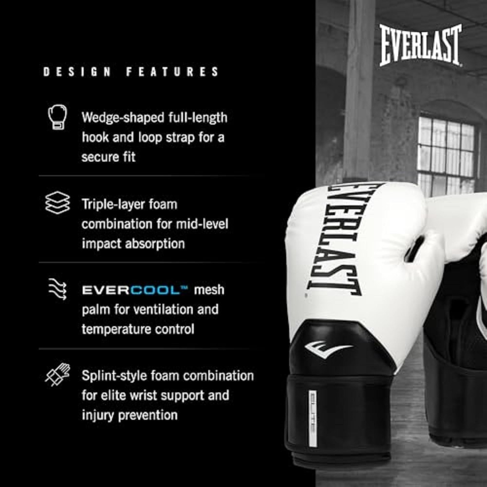 Elite 2 Boxing Gloves | Pro Training & Heavy Bag 16oz, White/Black