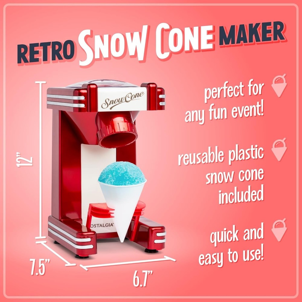 Party-Ready Snow Cone Maker: Shaves Ice, Includes Cup & Scoop - Retro Style