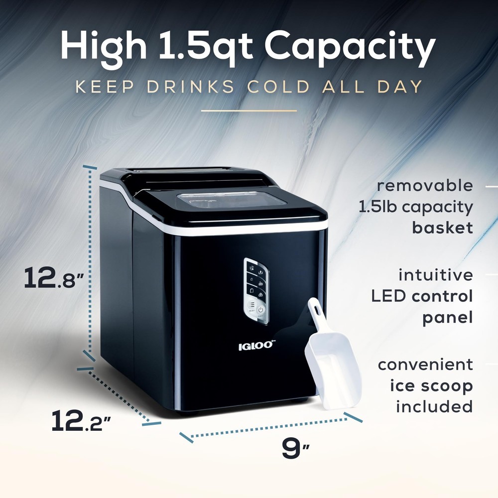 Handled Portable Ice Maker with Scoop - Ice Maker with LED Control Panel & 1 ...