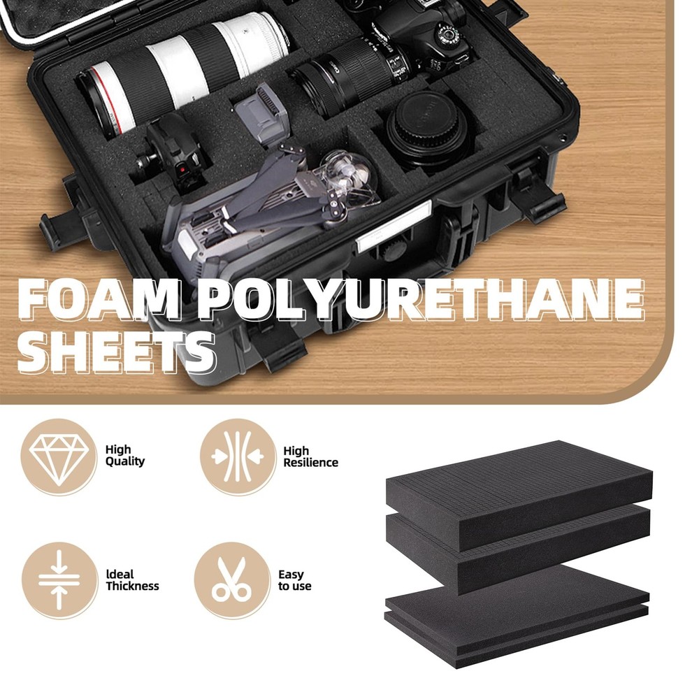 2 Size Pick and Pluck Foam Sheet,4 Pack Polyurethane Gun Case for BLACK