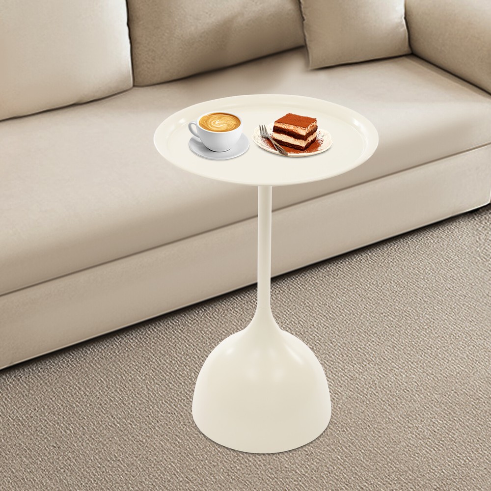 Modern Side Table, Round Side Table, Round Bedside Table Cream White New