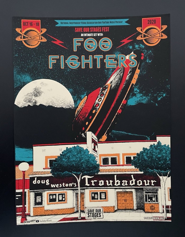 Foo Fighters poster 2020 Save Our Stages 18”X24”