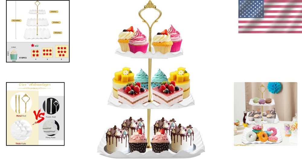 Versatile Plastic Cupcake Holder - 3 Tier Cake Stand for Birthdays & Teas