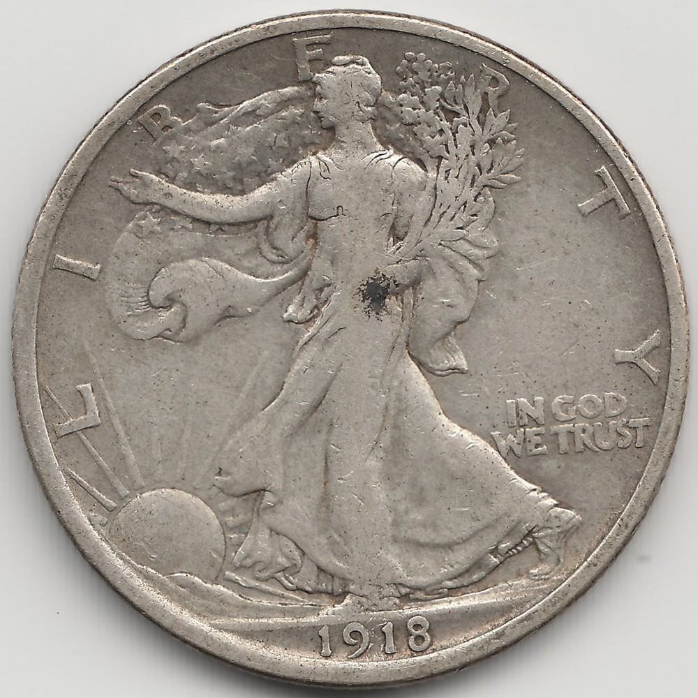 1918 D Walking Liberty Half Dollar, VF