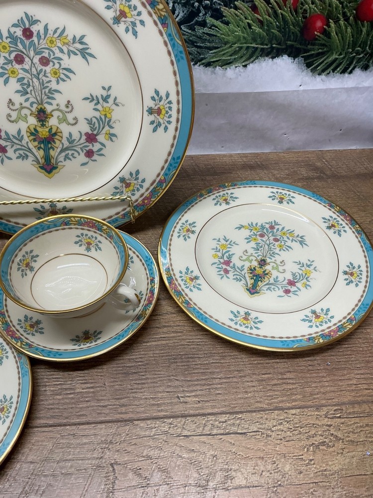 Lenox Fine China BLUE TREE Pattern Gold Backstamp 6 PC PLACE SETTING - BEAUTIFUL