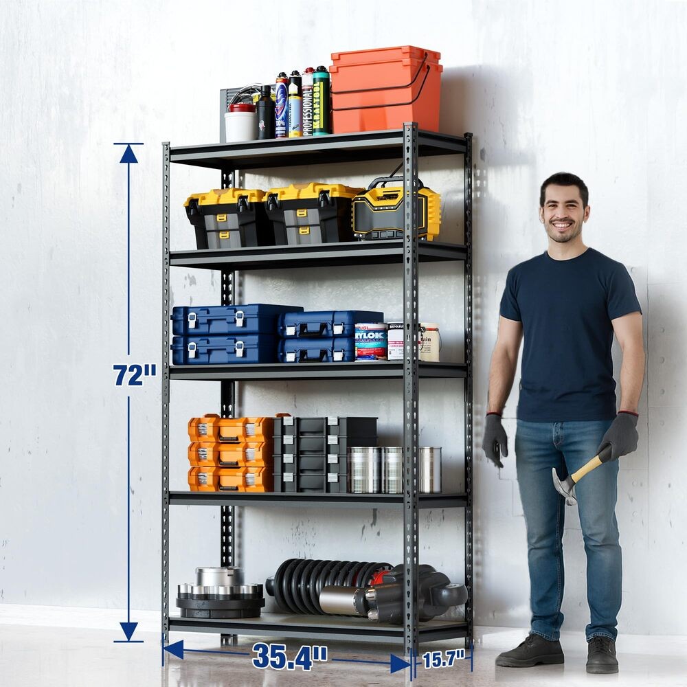 WORKPRO 5-Tier Storage Shelf 72" H Garage Shelving Unit Heavy Duty Adjustable