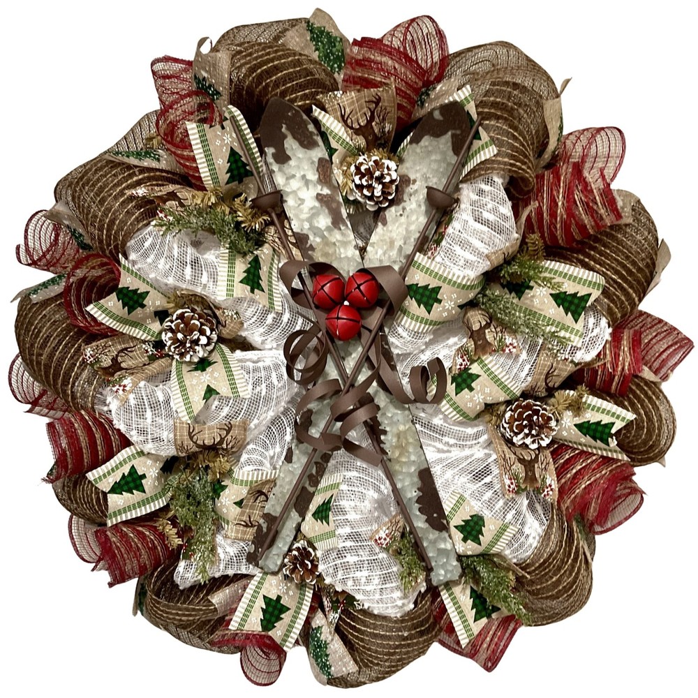 Rustic Winter Ski Wreath Handmade