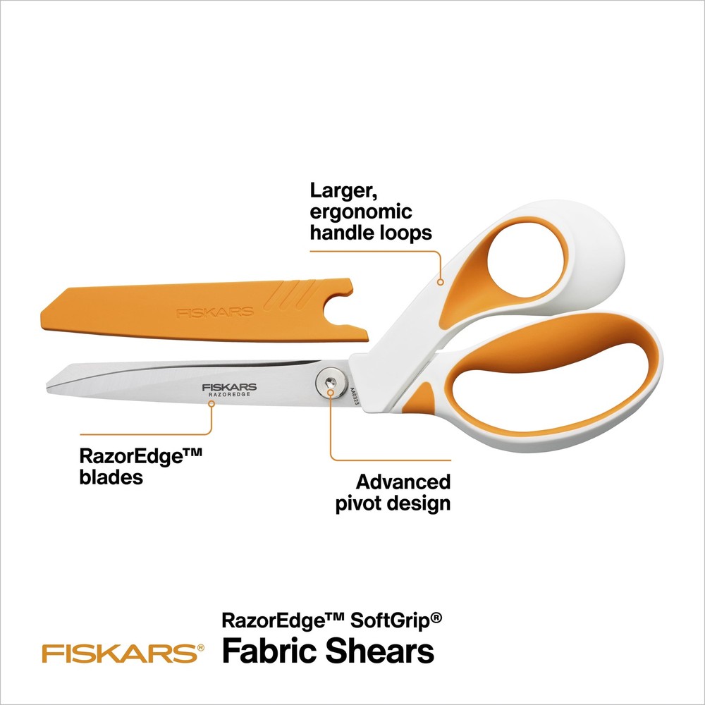 8" Razoredge Softgrip Fabric Scissors, Orange Shears