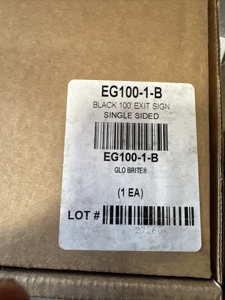 🔴GLO BRITE EG100-1-B BLACK 100’ EXIT SIGN SINGLE SIDED‼️