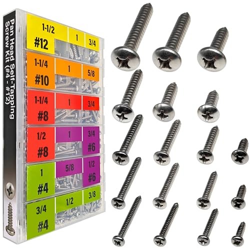 Self Tapping Screws Assortment Set 552pcs, Assorted Screws SAE Pan Head 552pcs