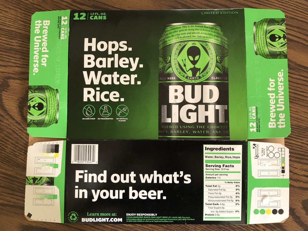 Budweiser Alien Area 51 12 Pack Beer Carton - Empty Box Limited Edition PROP