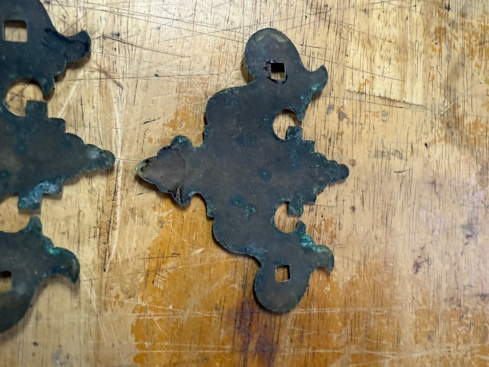 antique batwing chippendale brass period pair