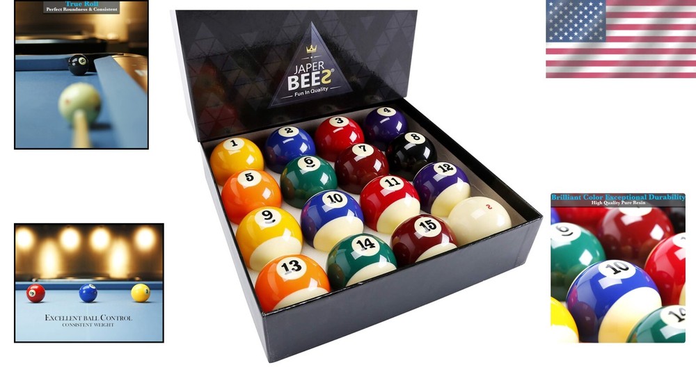 High-Quality Resin Pool Balls - Complete 16 Set for Enhanced Gameplay Experience