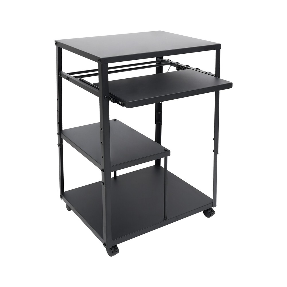 Computer Desk With Keyboard Tray Height Adjustable Rolling Presentation Table