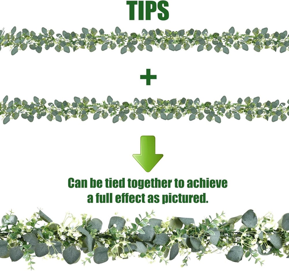 2 Pack Artificial Greenery Hanging Eucalyptus Leaves Garlands for Table Wedding