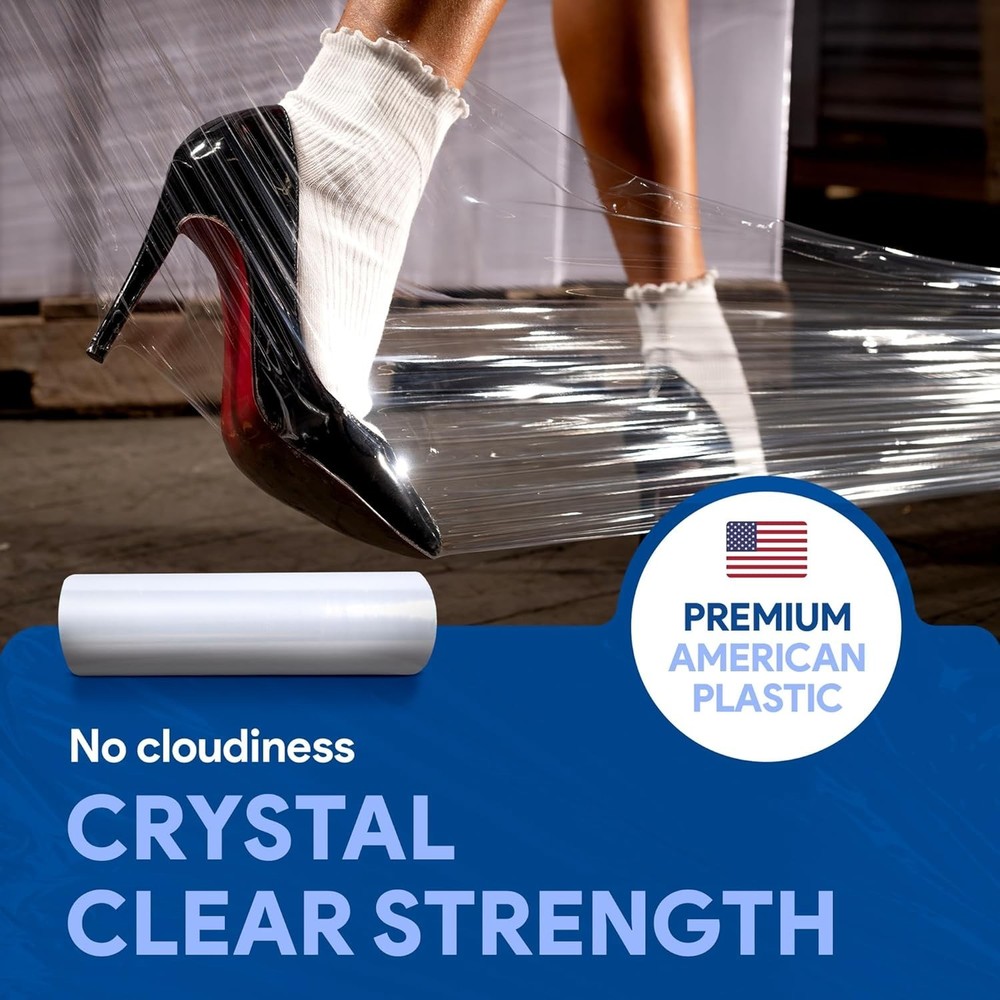 Versatile 18" Plastic Stretch Film Wrap - 500% Stretch for All Packing Needs