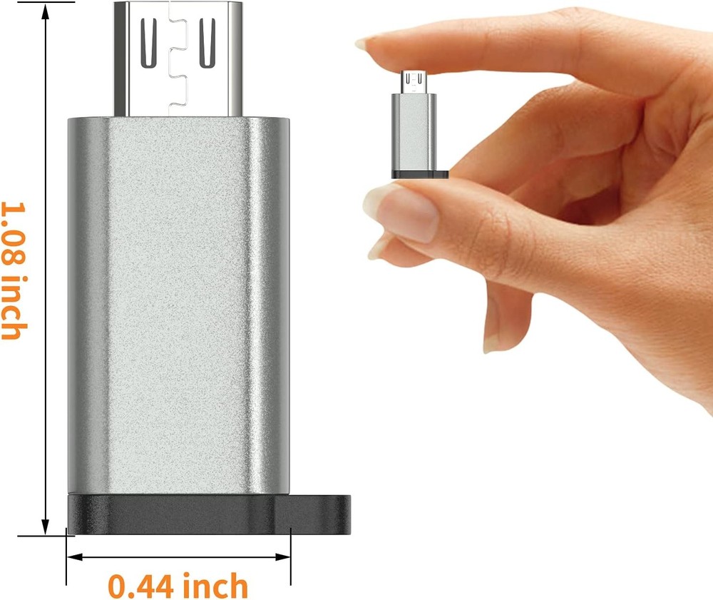 USB-C to Micro USB Adapter, 3-Pack Type C Female Male Grey