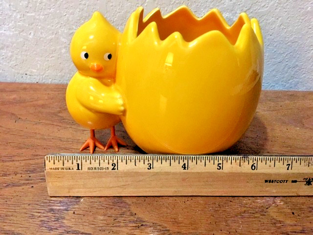 Yellow Chick Hugging Egg Vase/Planter, Free Shipping
