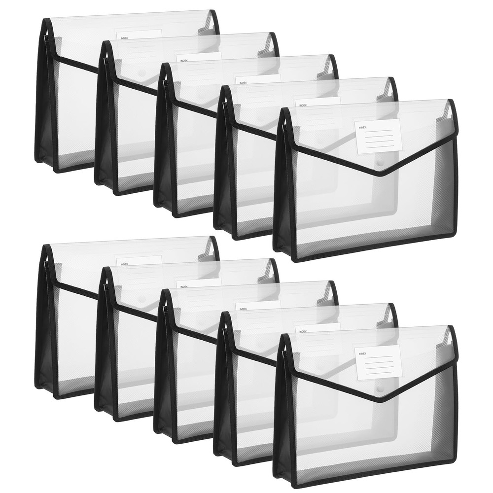 10 Pack Plastic File Folders Portable Expanding File Wallet Organizer, Docume...