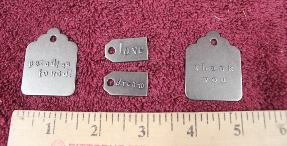Scrapbook Embellishment Metal Tags - 2 Large 2 Small