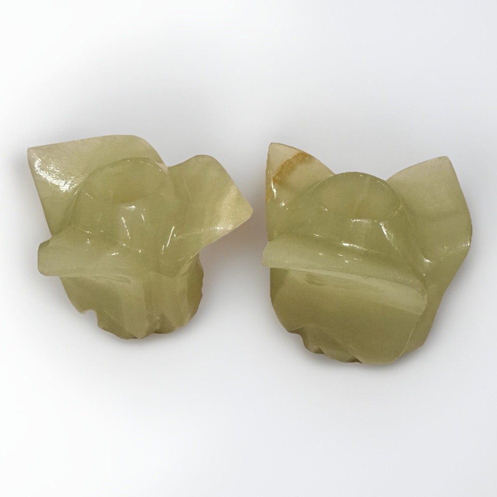 2 Rose Shaped Marble Candle Holders Slag