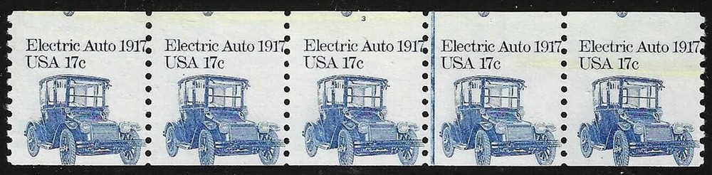 1906 - 17c Miscut Error / EFO PNC5 #3 Captured 100% @Top "Electric Auto" Mint NH
