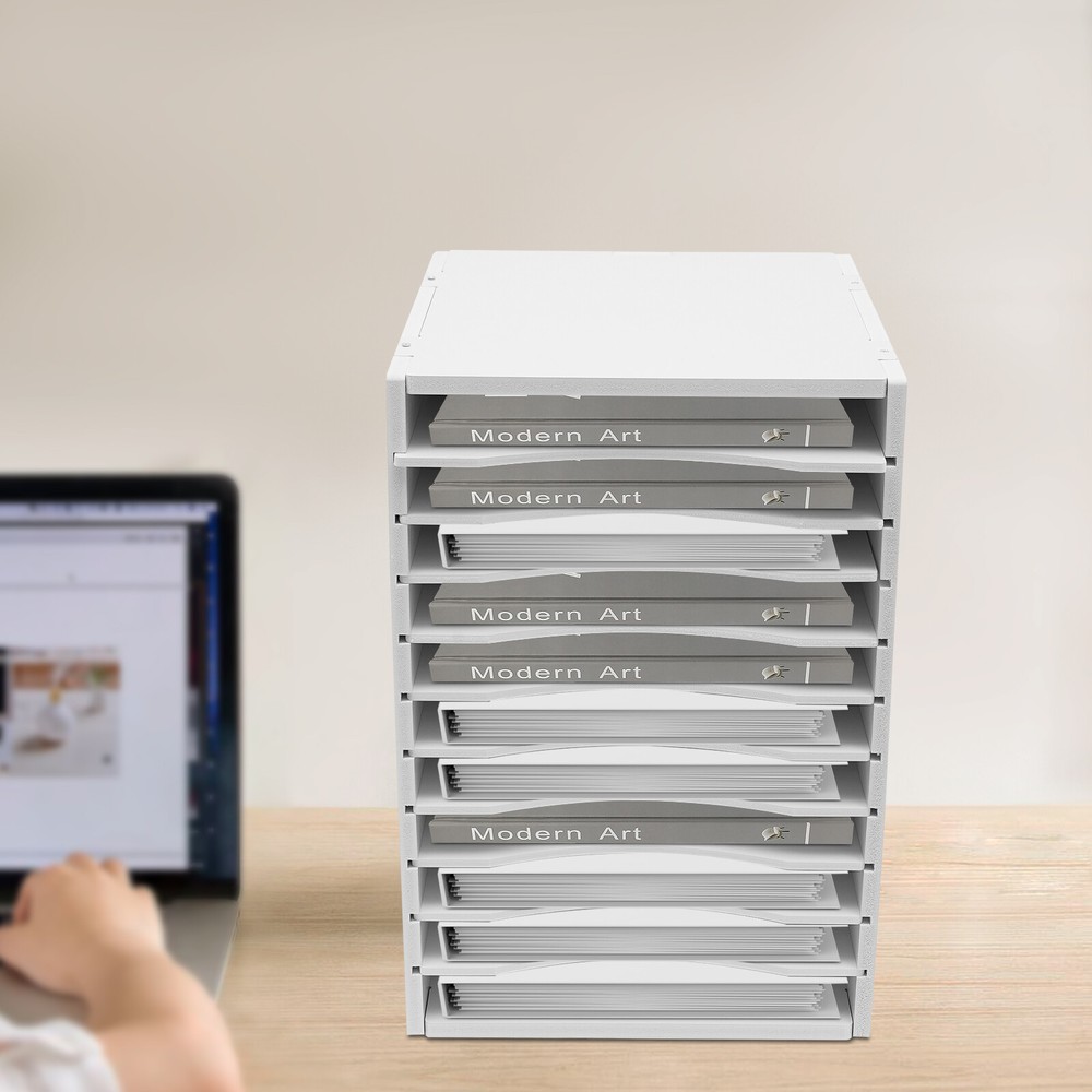 Multi-functional Organizer 11 Compartment File Sorter Paper Storage Holder White