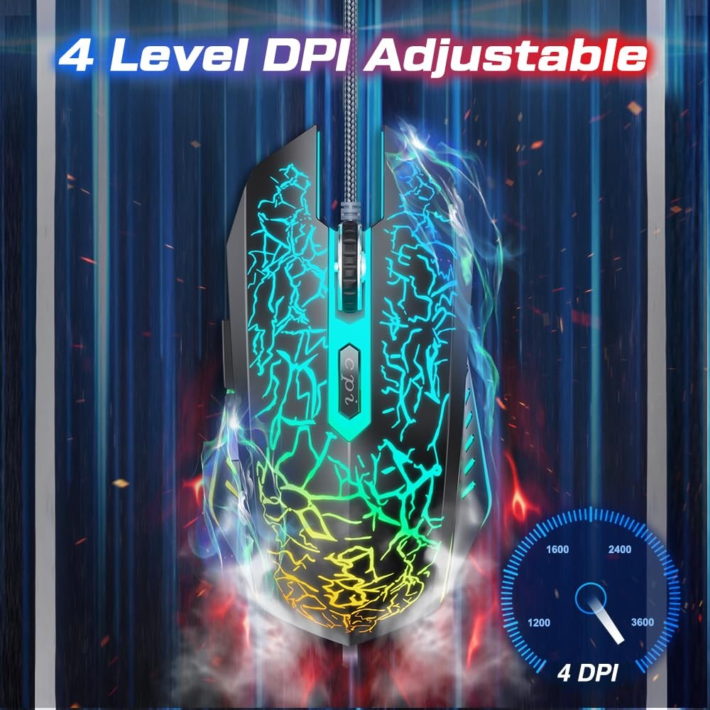 VersionTECH. Wired Gaming Mouse, Computer Mouse Ergonomic Mice with 7 LED Lig...