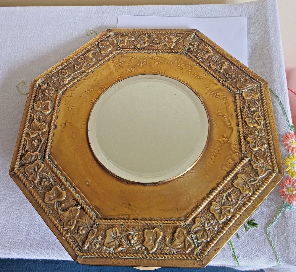 Vintage Octagonal brass-framed wall mirror circa 1900 -1920`s