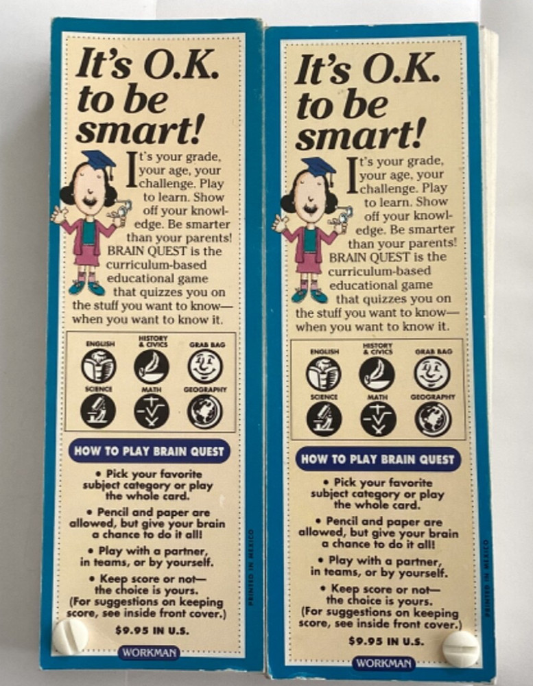 Brain Quest 1500 Q & A Learning Challenge Cards 5th Grade AGES 10-11 Deck One/2