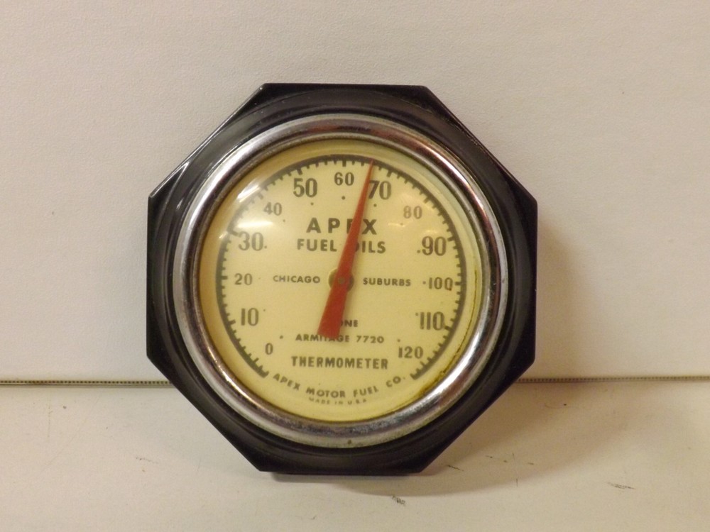 Vintage Apex Oil Hexagon Thermometer