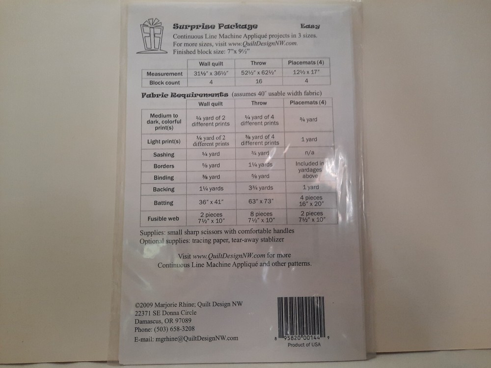 Suprise Package Quilt Pattern (Quilt Design NW) #QDN213