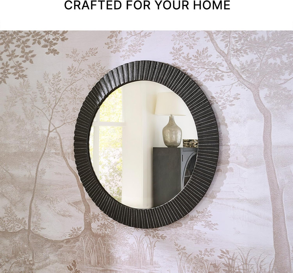 Black Wall Mounted Aluminum Accent Mirror with Thick Frame by Ashley