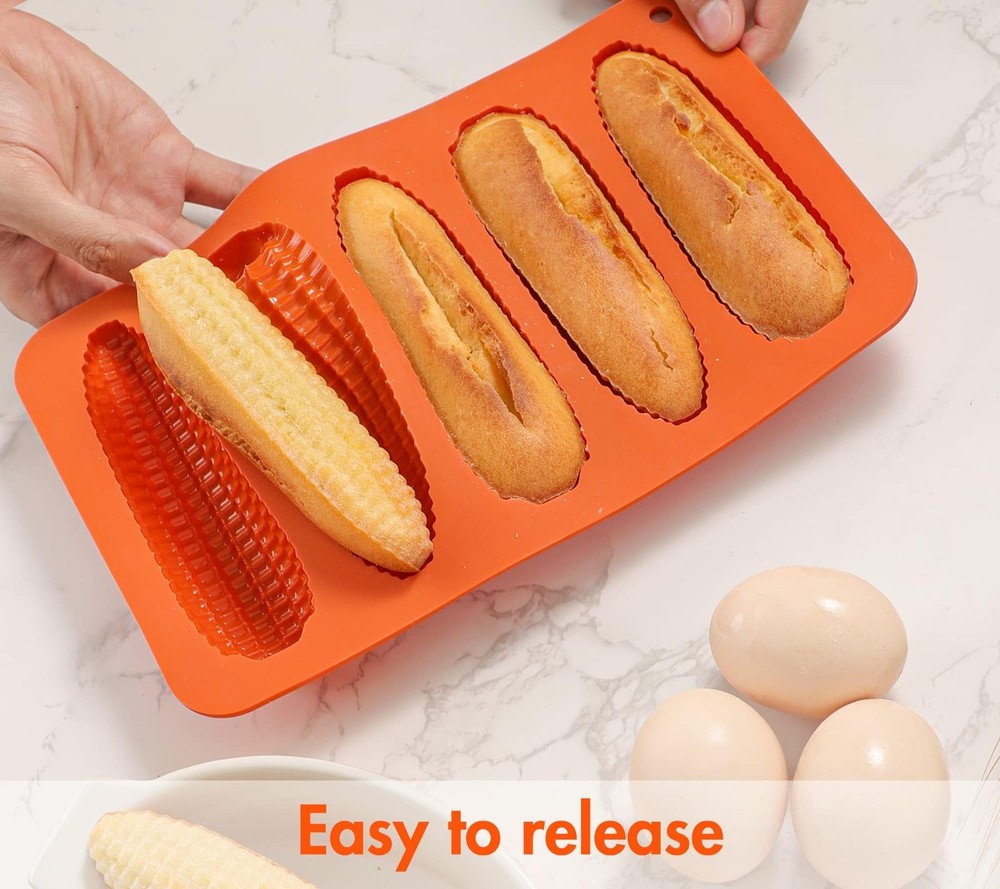 Corn Stick Bread Pan Set of 2, Silicone Corn Cob Bread Molds for Baking Corn ...