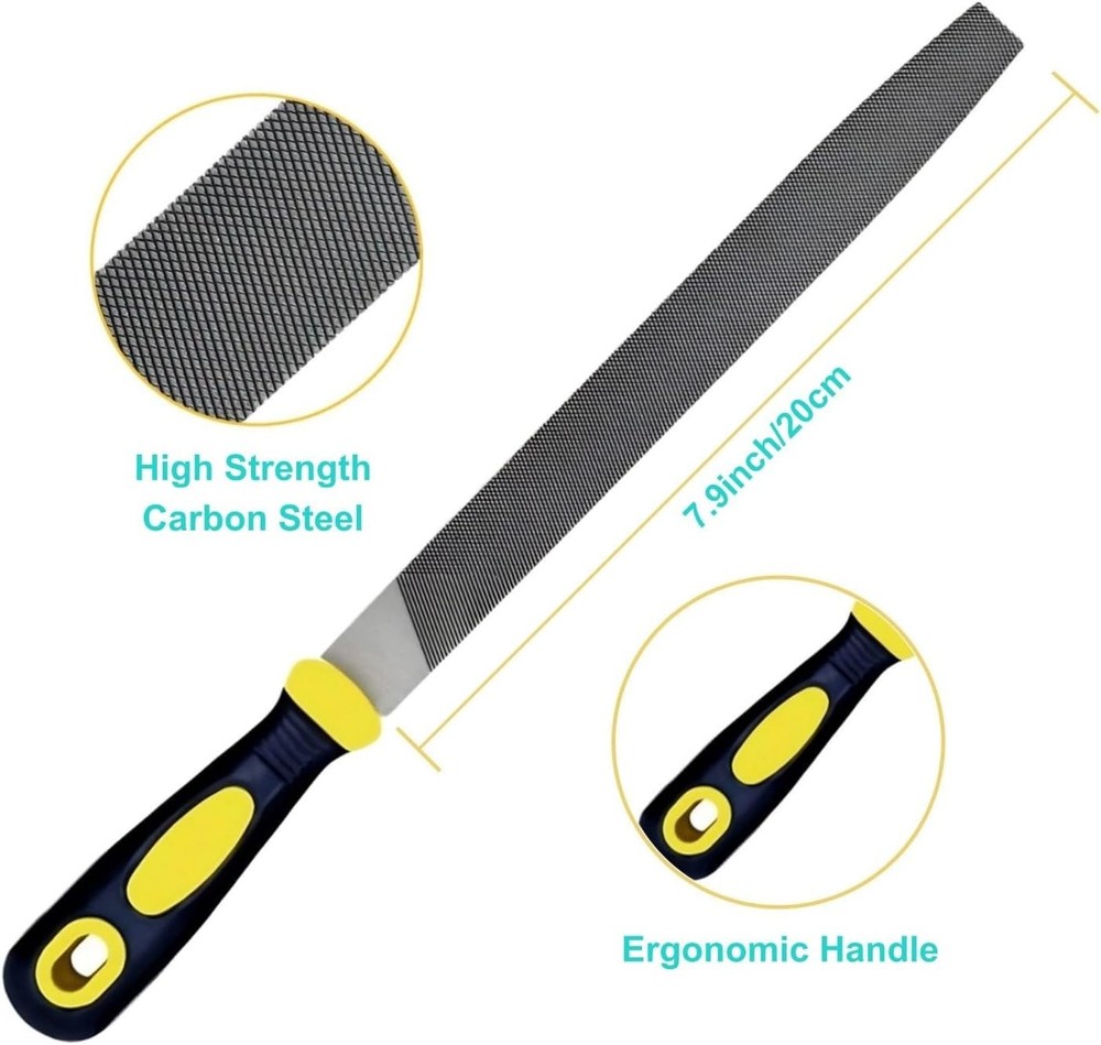Complete 3PCS 8-Inch Metal File Set - Flat, Round & Half-Round Performance Tools