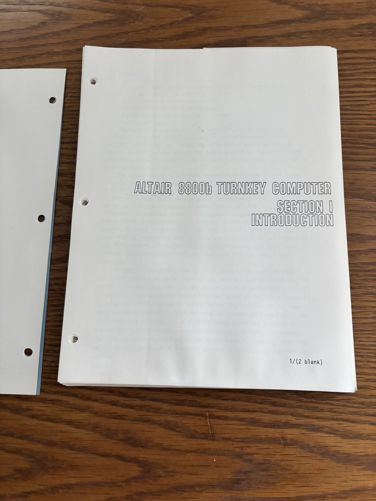 MITS Altair 8800b Documentation 8080 Turnkey Computer System Paper Work S100