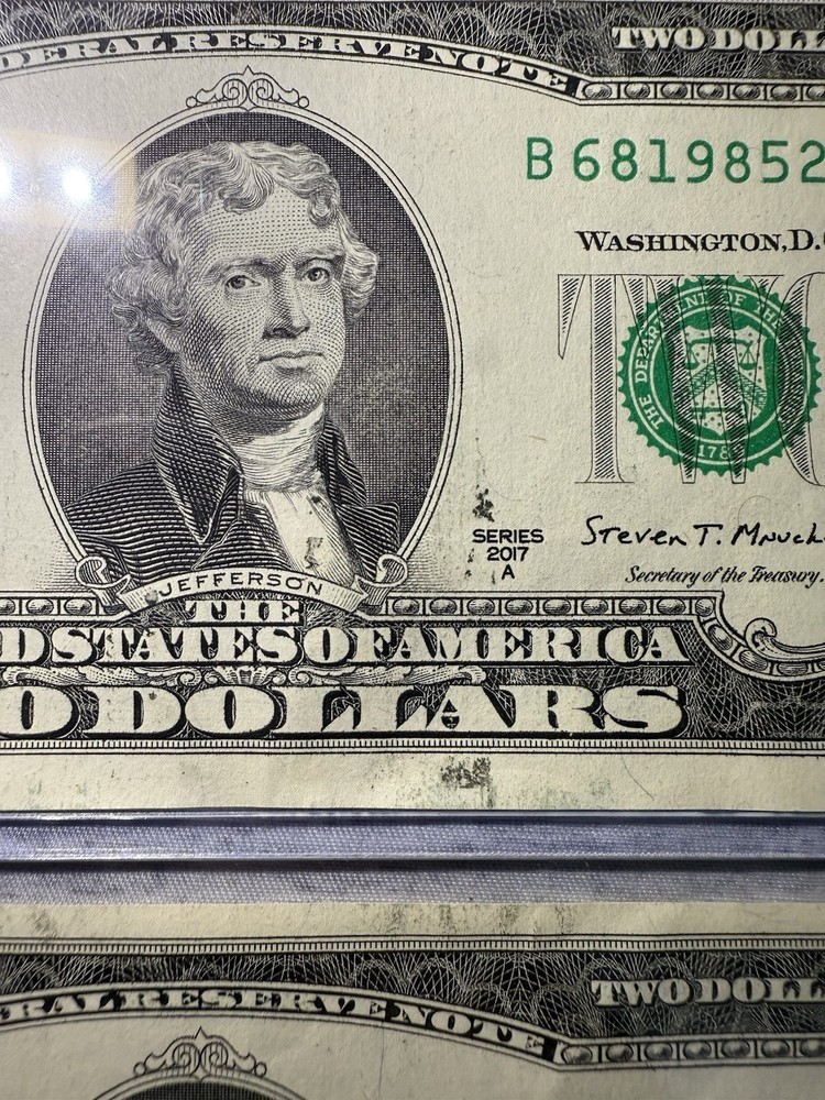 2017A 2$ Bills 2 Ink Blots Error 2 Consecutive Bills Plus One In Same Series
