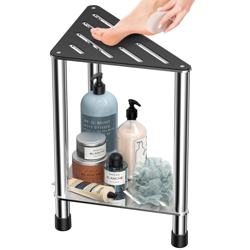 LarFaFa Stainless Steel Shower Stool for Inside Shower, 15.4'' Medium, Silver