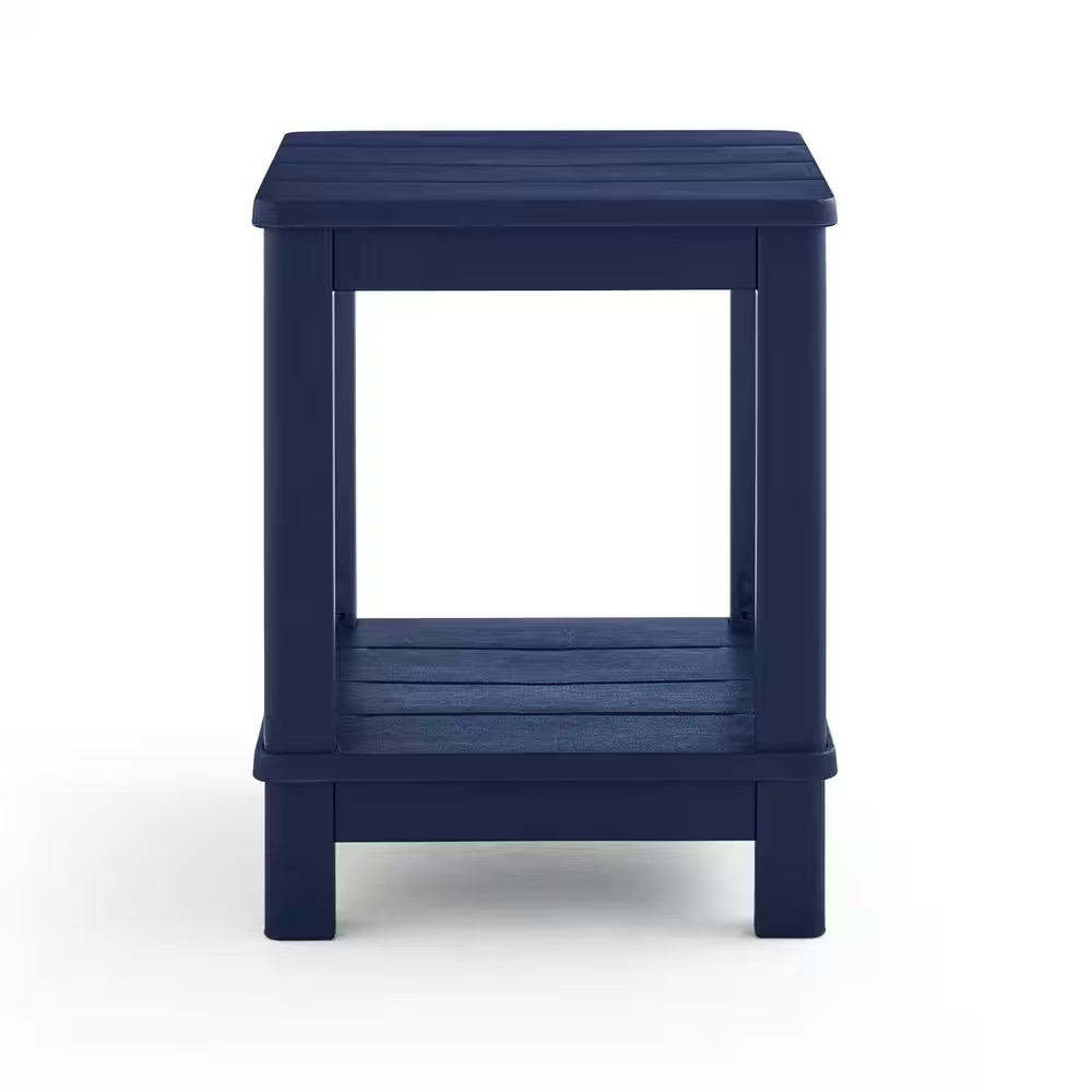 Deluxe 20 In. Resin Midnight Square Patio Side Table with Storage