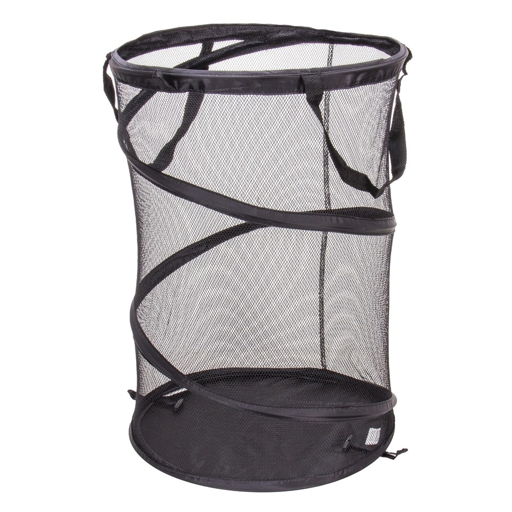 2026 Pop-Up Collapsible Mesh Laundry Hamper | Black, 25" H