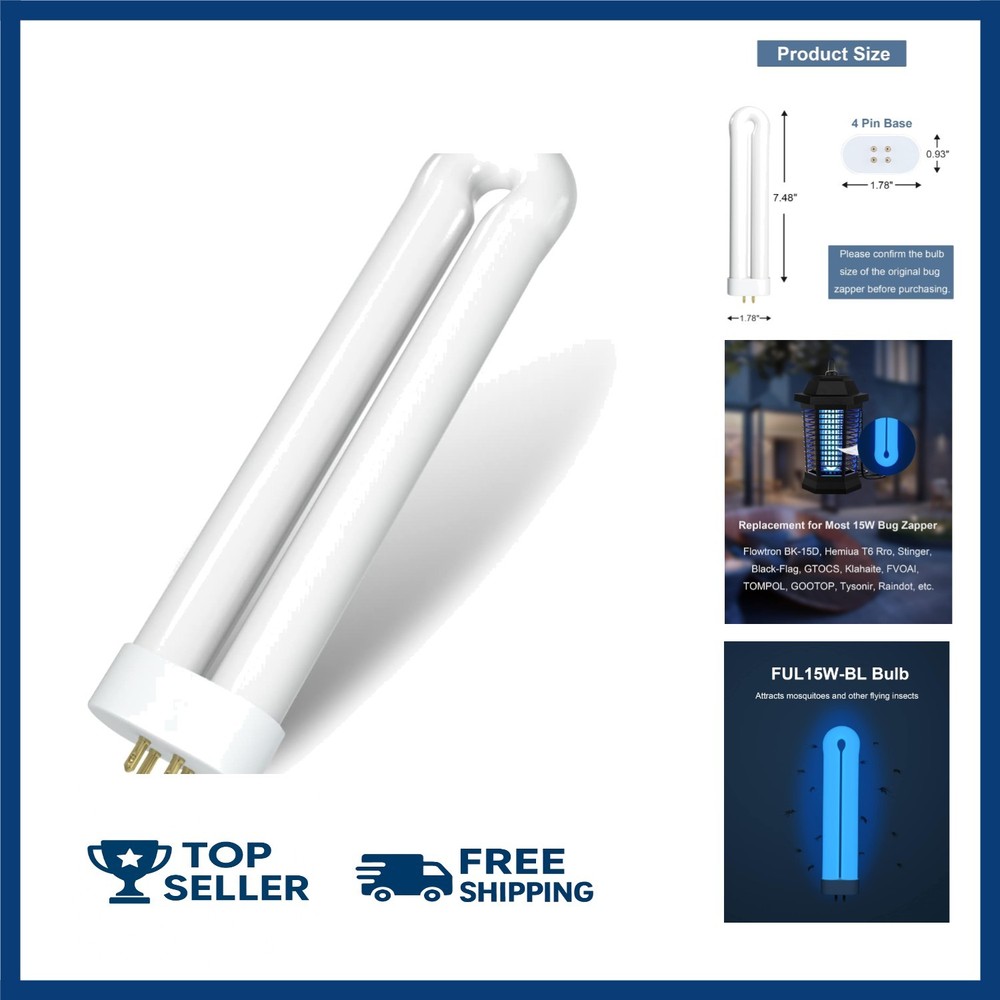 Bug Zapper Light Bulb Replacement for 15W Bug Zapper with 4-Pin Base, Ful 15W...