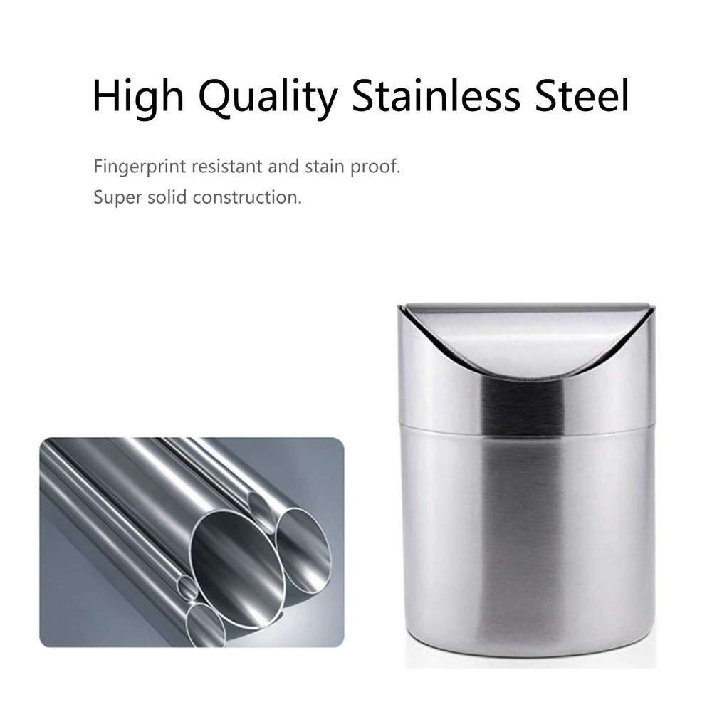 Jillick Small Mini Trash Can With Lid Brushed Stainless Steel Small Tiny Mini Tr