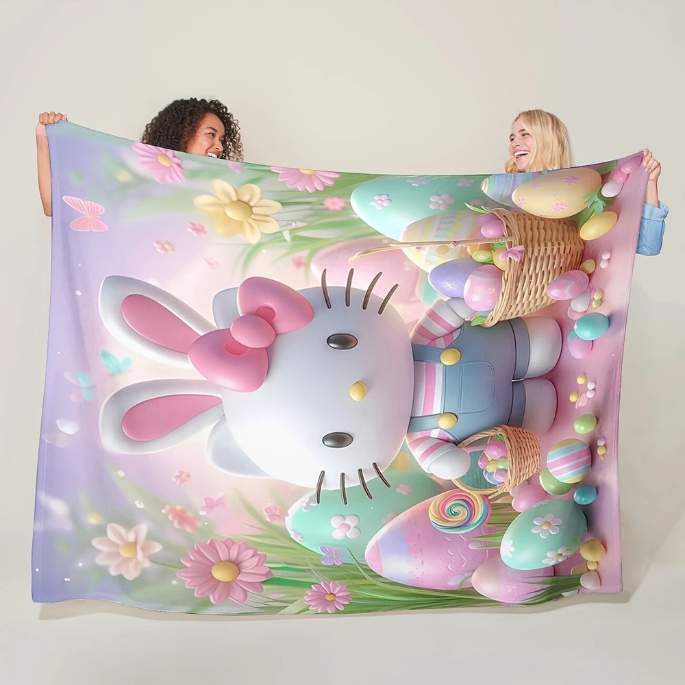 SANRIO HELLO KITTY EASTER BUNNY THROW BLANKET SOFT & LIGHTWEIGHT 59X78