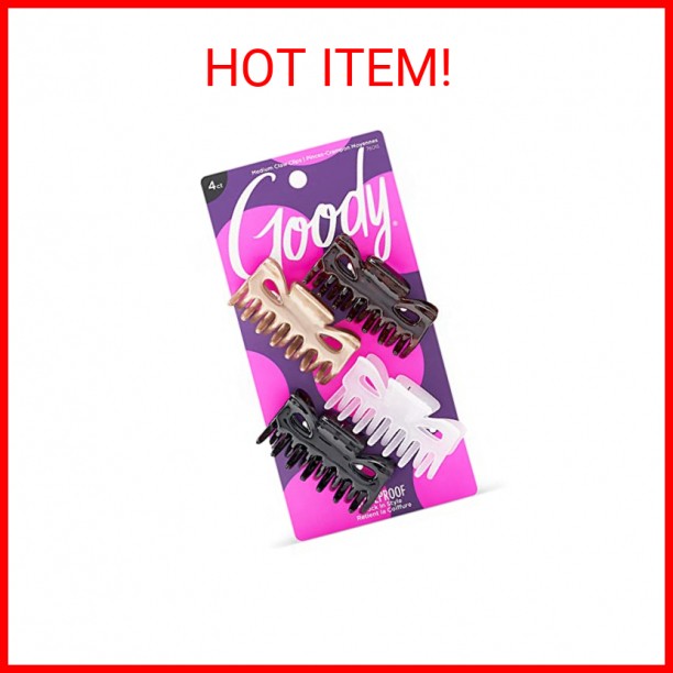 Goody SlideProof Classics Medium Claw Clips - 4 Ct, Assorted Neutrals, Hair Styl
