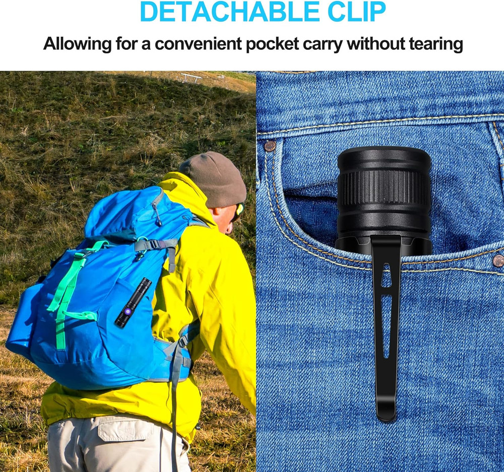 Rechargeable LED Flashlight 2000 Lumen USB Zoomable Waterproof Pocket
