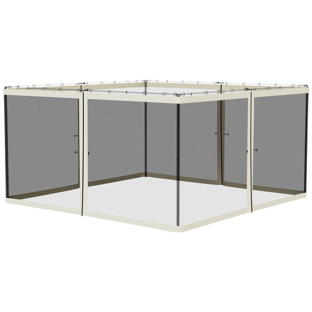 13.1' Square Gazebo Sidewalls – Black Mesh Net, Zip Closure, Polyester