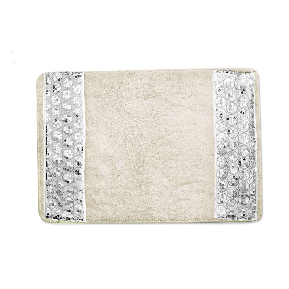 Popular Bath Sinatra Bath Rug with Sequins, White